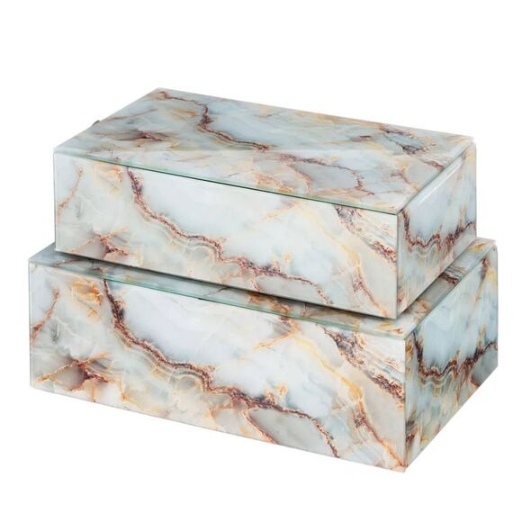 At Home Golden Vein Glass Decorative Storage Box - Picture 4 of 10